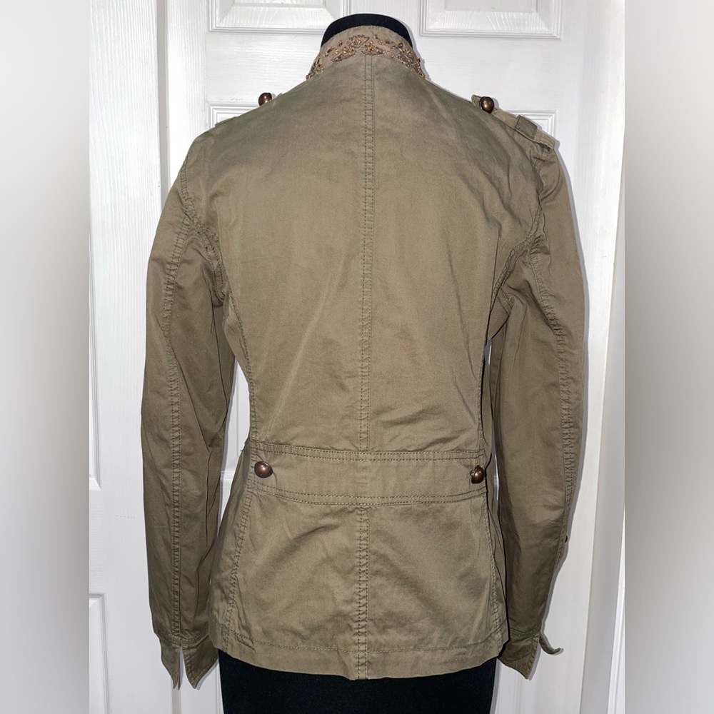 Zara TRF green jacket with embroidery / sequins, size EU L - Picture 4 of 8
